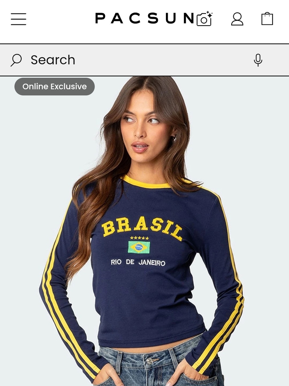Brasil Rio de Janeiro Navy & Yellow Long Sleeve Tee